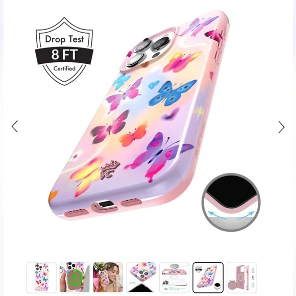 Velvet Caviar aura butterfly Pink iPhone 16 pro max case hardshell - Picture 6 of 9